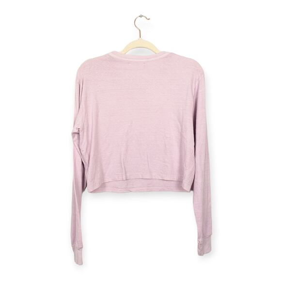 John Elliott Lilac Lightweight Cotton Cropped Long Sleeve Tee - Picture 2 of 7